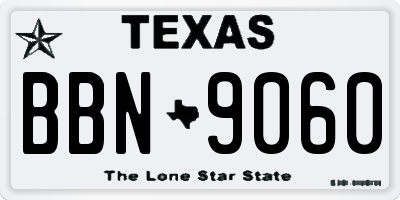 TX license plate BBN9060