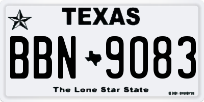 TX license plate BBN9083