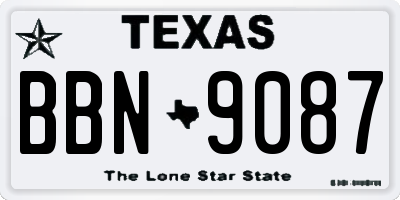 TX license plate BBN9087