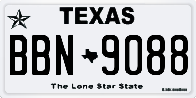TX license plate BBN9088