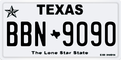 TX license plate BBN9090