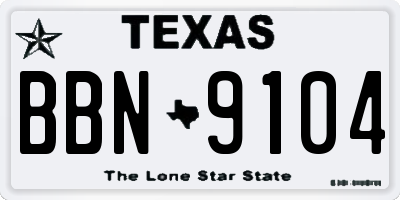TX license plate BBN9104