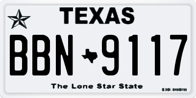 TX license plate BBN9117