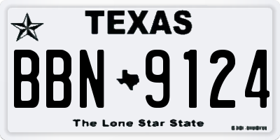 TX license plate BBN9124
