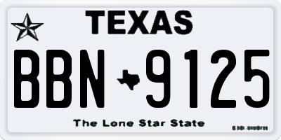 TX license plate BBN9125