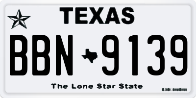 TX license plate BBN9139