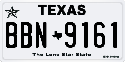 TX license plate BBN9161