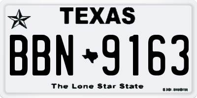 TX license plate BBN9163