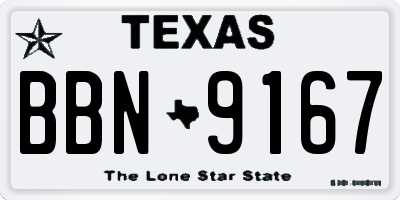 TX license plate BBN9167