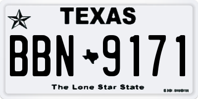 TX license plate BBN9171