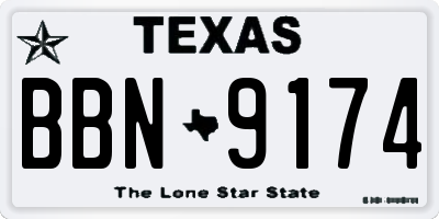 TX license plate BBN9174