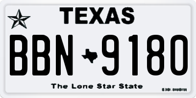TX license plate BBN9180