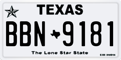 TX license plate BBN9181