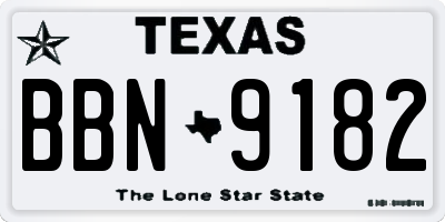 TX license plate BBN9182