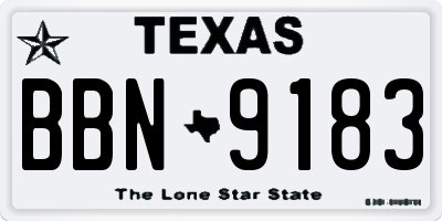 TX license plate BBN9183