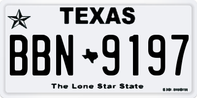 TX license plate BBN9197