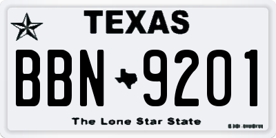 TX license plate BBN9201