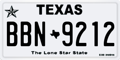 TX license plate BBN9212