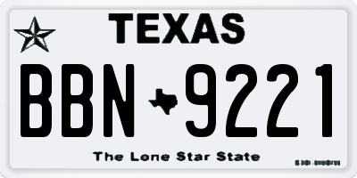 TX license plate BBN9221