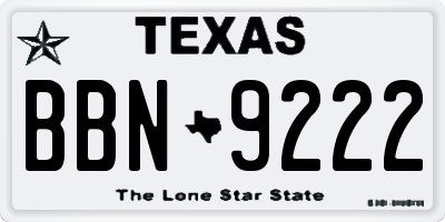 TX license plate BBN9222