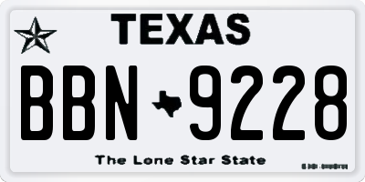 TX license plate BBN9228