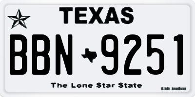 TX license plate BBN9251