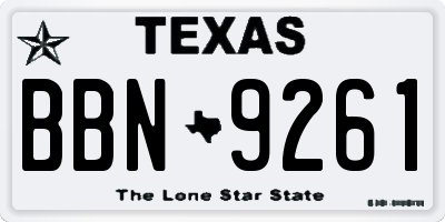 TX license plate BBN9261