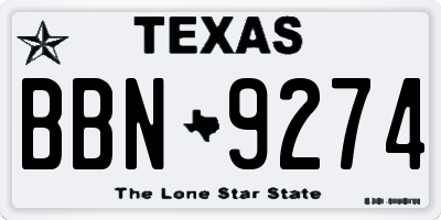 TX license plate BBN9274
