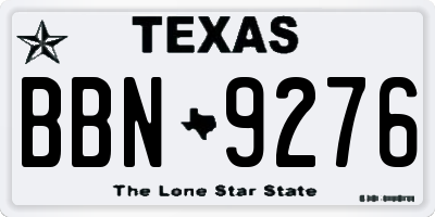 TX license plate BBN9276
