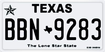 TX license plate BBN9283