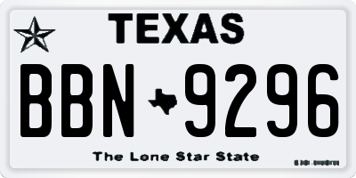 TX license plate BBN9296