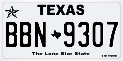 TX license plate BBN9307