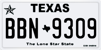 TX license plate BBN9309