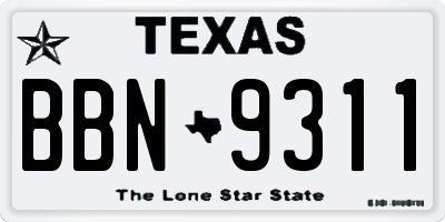 TX license plate BBN9311