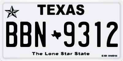 TX license plate BBN9312
