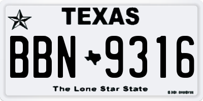 TX license plate BBN9316