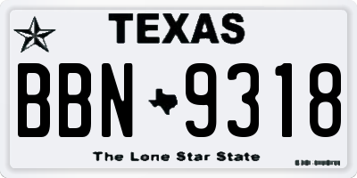 TX license plate BBN9318