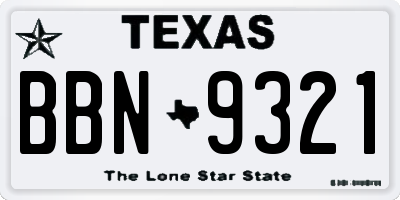 TX license plate BBN9321