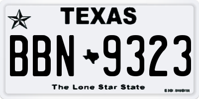 TX license plate BBN9323