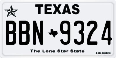 TX license plate BBN9324