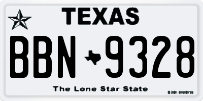 TX license plate BBN9328