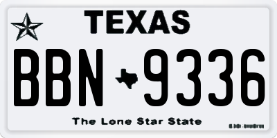 TX license plate BBN9336