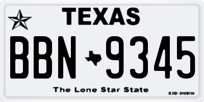 TX license plate BBN9345