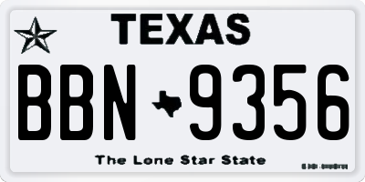 TX license plate BBN9356