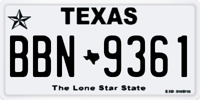TX license plate BBN9361