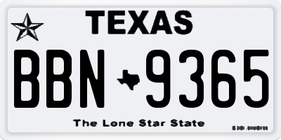 TX license plate BBN9365