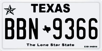 TX license plate BBN9366
