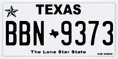TX license plate BBN9373