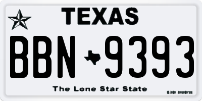 TX license plate BBN9393