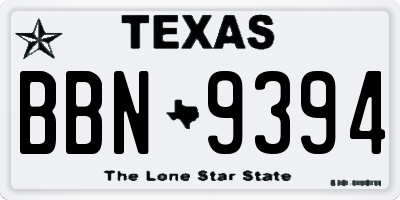 TX license plate BBN9394